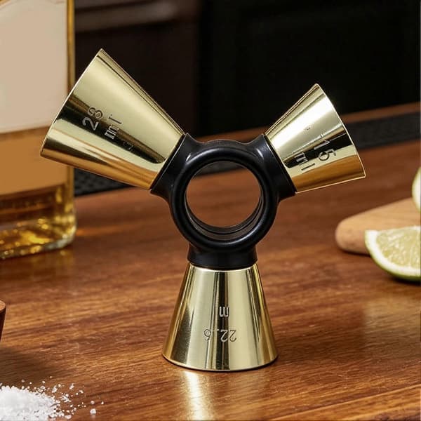 【02】Jigger for Bartending Rustfritt Stål 3 Ender Ergonomisk Nøyaktig Målebeger Cocktail Jigger B