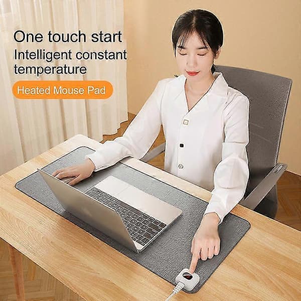 【bt02】Heated Mouse Pad Digital Display Temperature Adjustable Non-slip Splash-proof Comfortable Keep Warm 6 Gears Electric Heating Mouse Pad Hand Warmer For A A EU Plug