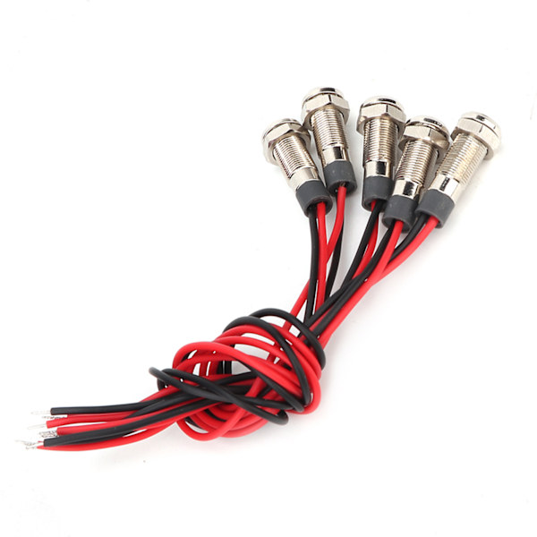 5-pak IP66 Vandtæt 6mm LED Metal Advarselslys med Ledning 1NO (AC220V)