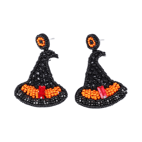 1 par halloween perleøreringer Lett mote etnisk stil heksehatt Dangle øredobber med perler for kvinner