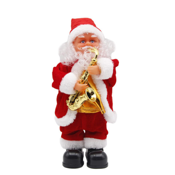 Dansende syngende julenisseleke, juleelektrisk julenissedekorasjon Spille saksofon med musikk rister kroppsføtter til julepynt, Ki