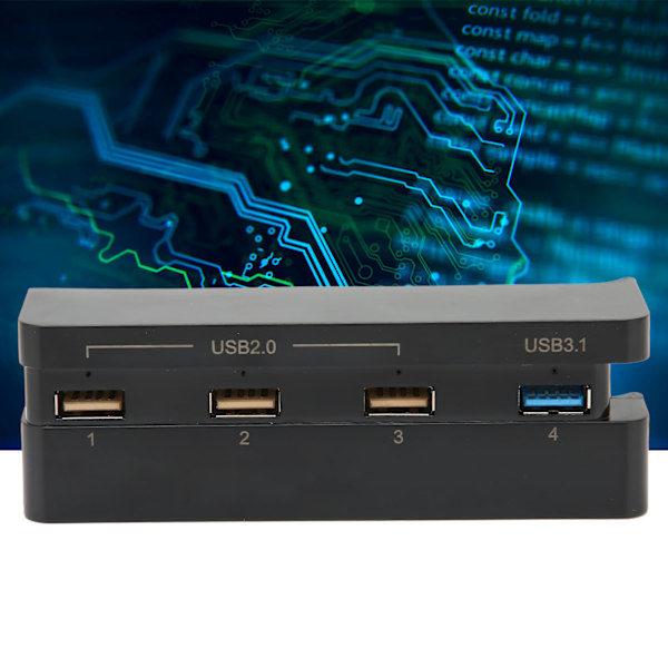 USB-hub med høy hastighet, 4 porter, USB 3.1 og 2.0, USB-forlengelseslader for PS4 Slim spillkonsoll