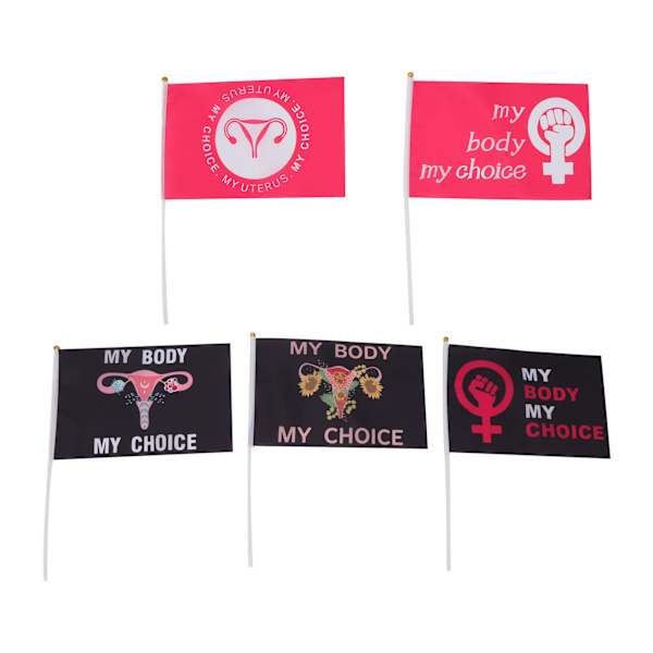 10 st Kvinnors Rättigheter Protest Flaggset Polyester Trädgård Dekoration Flagga med Flaggstänger för Innergårdar Typ B