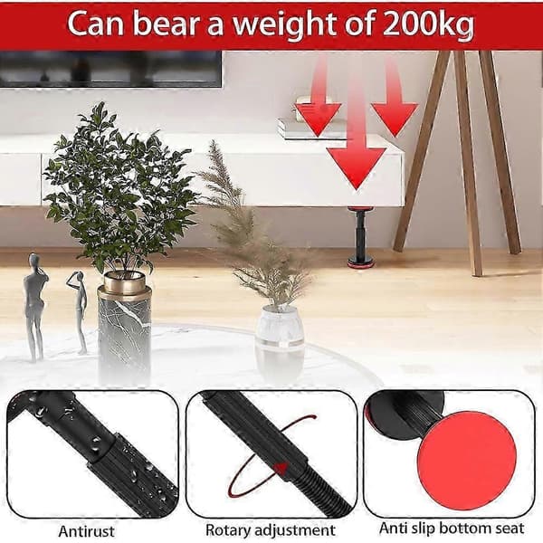 Telescopic Support Rod Mounting Support Adjustable 18-44cm, Ceiling Support Lift Rod for Cabinets (2-pack) Svart röd