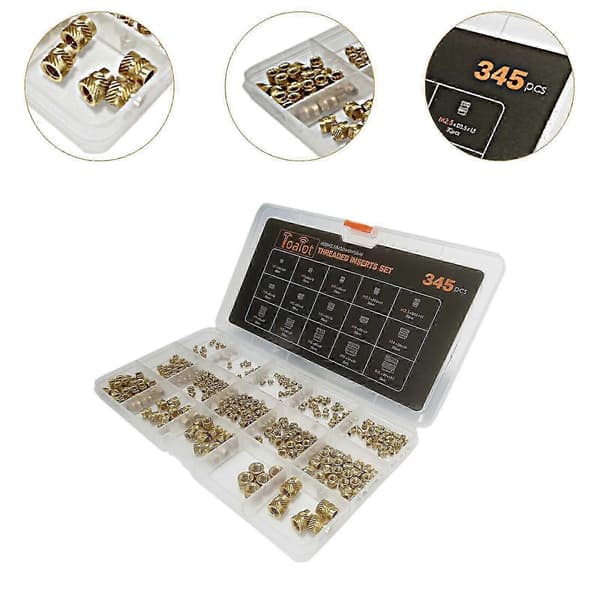 345x messinkimutterisarja M2 M2.5 M3 M4 M5 M6 upotusmutterit Golden 25mmx4mm