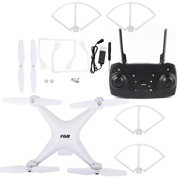 F68 Drönare RC Quadcopter Enknappsretur 2000mAh Lång Batteritid Standardversion Vit