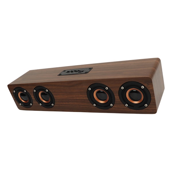 Trä Bluetooth-högtalare väckarklocka med 4 högtalare 4 spelmod hög effekt digital klocka för sovrum sängbord träkorn