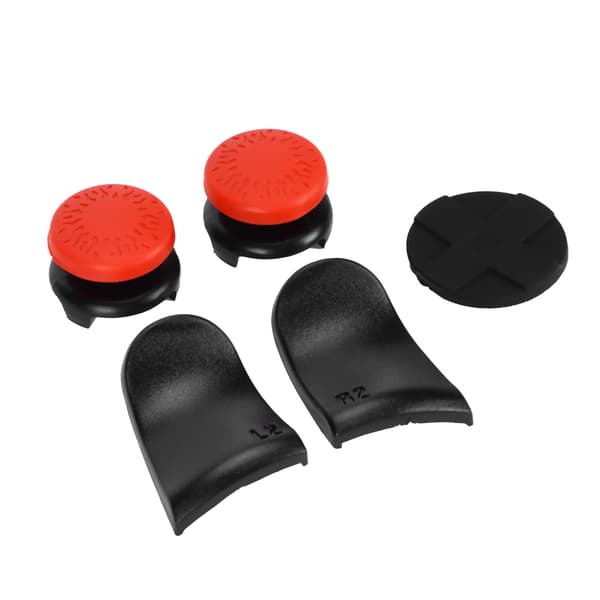 5 i 1 Thumb Stick Grip Key Cap Joystick Cover L2 R2 Trigger Extender til PS5 Controller Rød