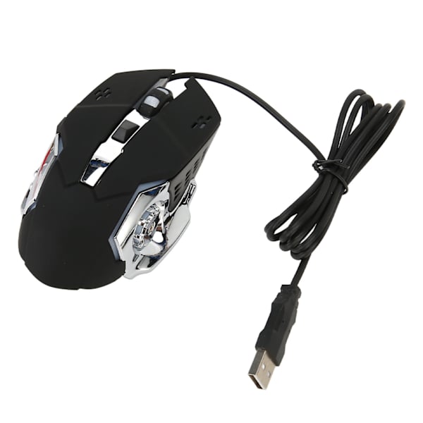 Ledningsforbundet Gaming Mus USB Optisk Computer Mus med RGB Baggrundsbelysning 4 Justerbar DPI Op til 3600 Bærbar Lydløs Mus til Windows 7 8 10 XP Sort