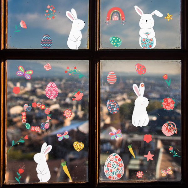 Fönsterklistermärken - 2 fantastiska vita dekorativa statiska klistermärken för kanin för att förhindra att fåglar kolliderar i dina fönster