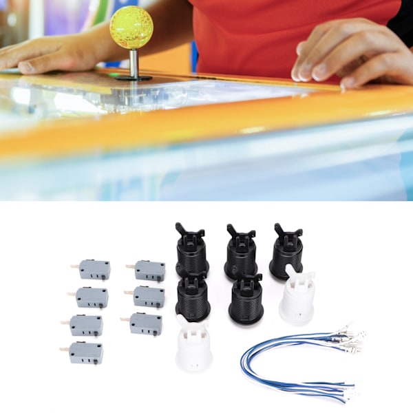 7 stk Arcade-knapper 30mm Happ Standard-knapp med 20cm knappkabel for Arcade1up spillkonsoll Arcade-joystick