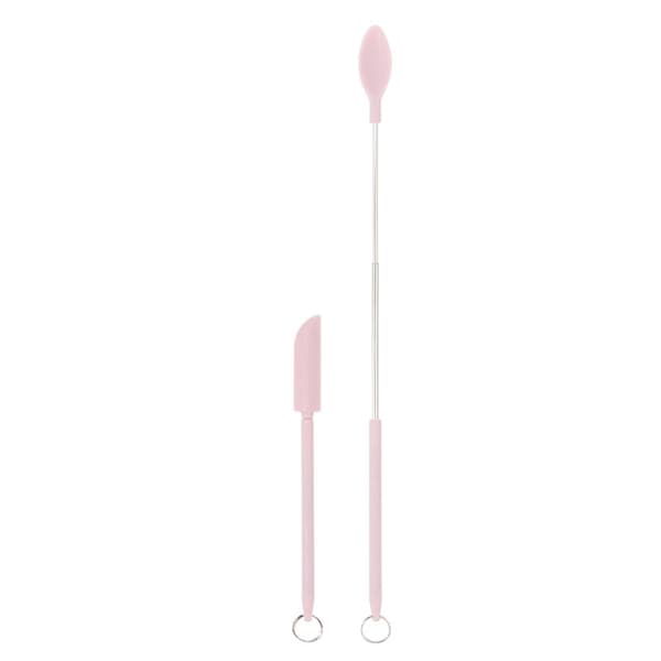 Mini silikon teleskopspatel multifunksjonell dobbelthodet kremkakeskraper Pink