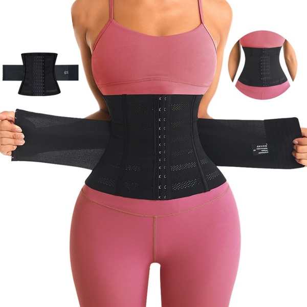 Waist Trainer Korsetti Body Shaper Kompressio Säädettävä Harjoitus Vyötärö Cincher Trimmer Musta S