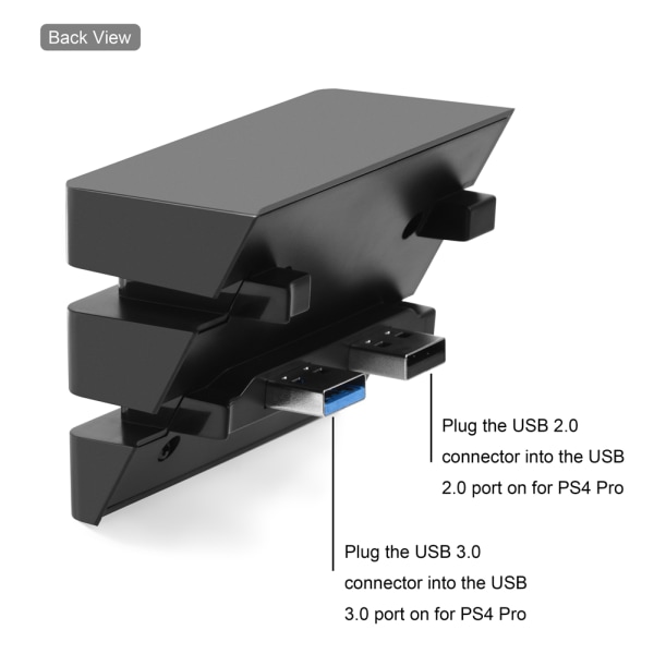 Høyhastighets 5-porters USB Hub 2.0 & 3.0 Expansion Hub-kontrolleradapter for PS4 Pro-spillkonsoll