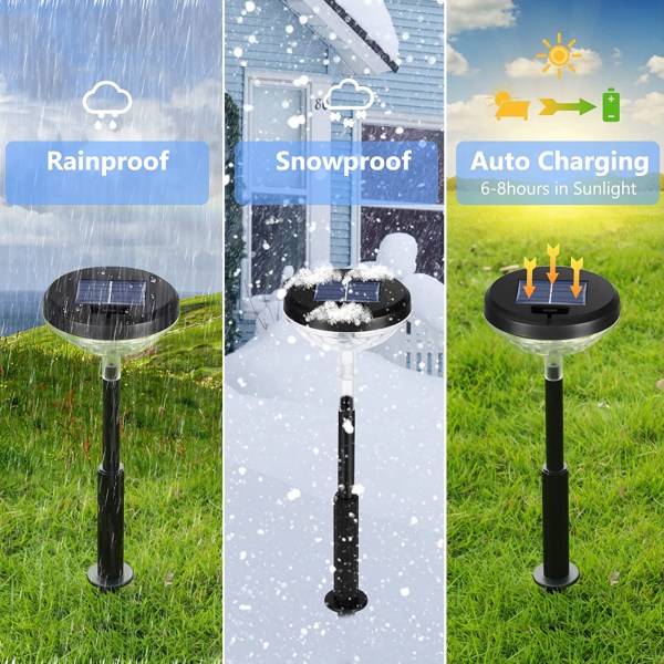 (Enkelpack) Solcellsdriven sprickad boll marklampa varmt ljus + RGB färgglad gradient