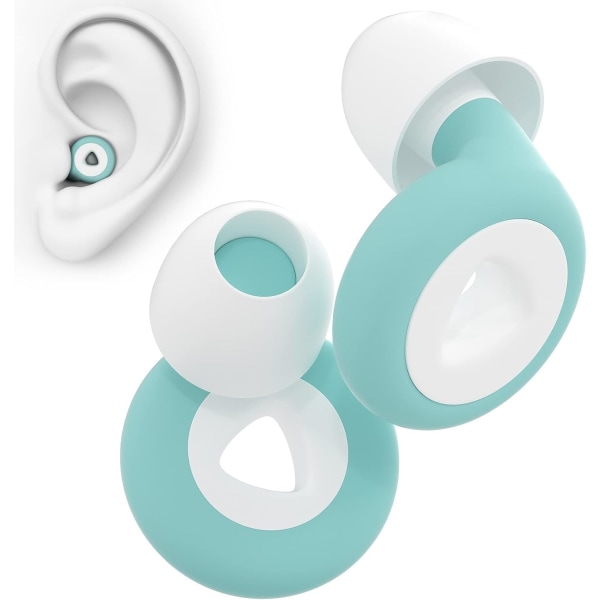 Grøn hvide ørepropper til at sove - 1 par ørepropper 27dB, genanvendelig silikone høreværn, ørepropper til søvn arbejde Koncerter Study