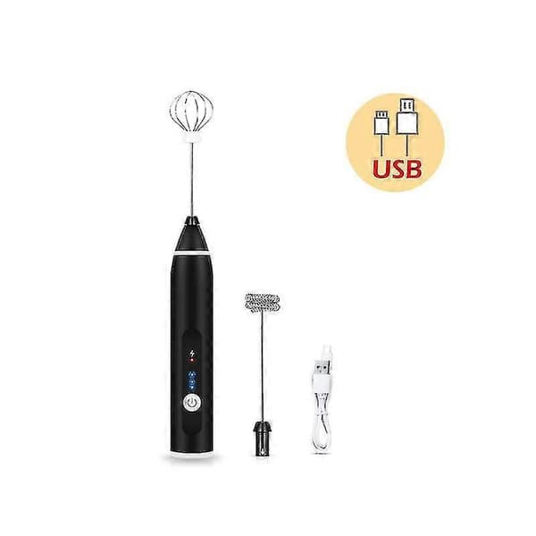 Elektrisk mælkeskummer USB genopladelig, piskeris, skummer, sort