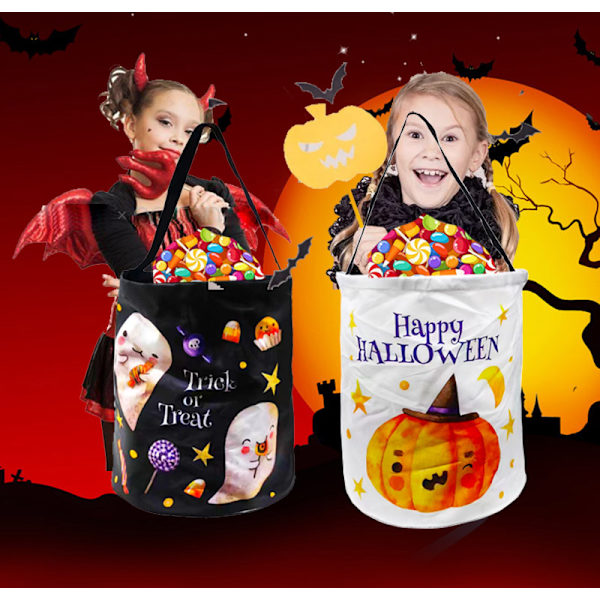Halloween 3D Håndveske i Form av Gresskar for Barn - Pose for Godteri og Snacks, Spøkelsesfestivalrekvisitter, Dekorativ Sukkerpose (25x30cm)