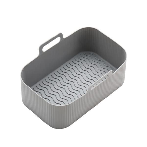 Airfryer-tilbehør, airfryerform, silikonmatte for baking, tåler oppvaskmaskin, grå