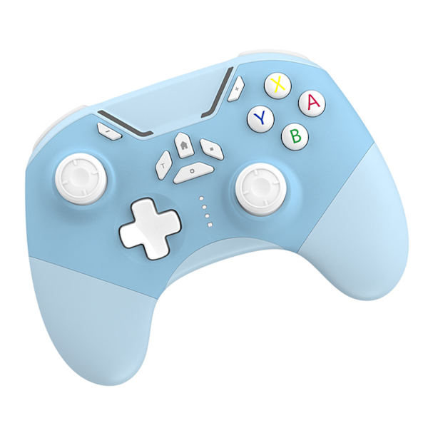 Bluetooth Spilcontroller Multifunktionel Trådløs Gamepad med Strømvisning til Switch PC Telefon Tablet TV Blå