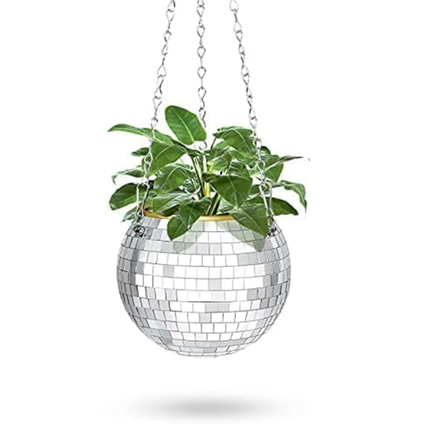 Disco Kugle Planter Havearbejde Kreativ Hængende Kurv Spejl Kugle Blomsterpotte Disco Blomsterpotte