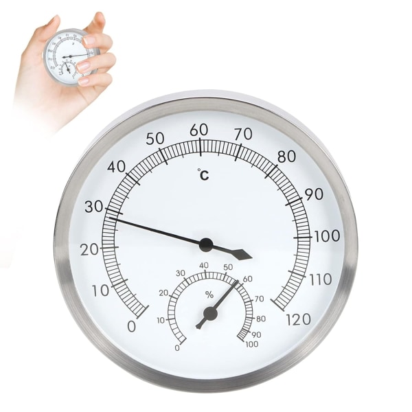 Analog termohygrometer, 2 i 1 termometer i rostfritt stål Hygrometer Termohygrometer Utrustning Tillbehör för hem, kontor, trädgård, inomhusbastu