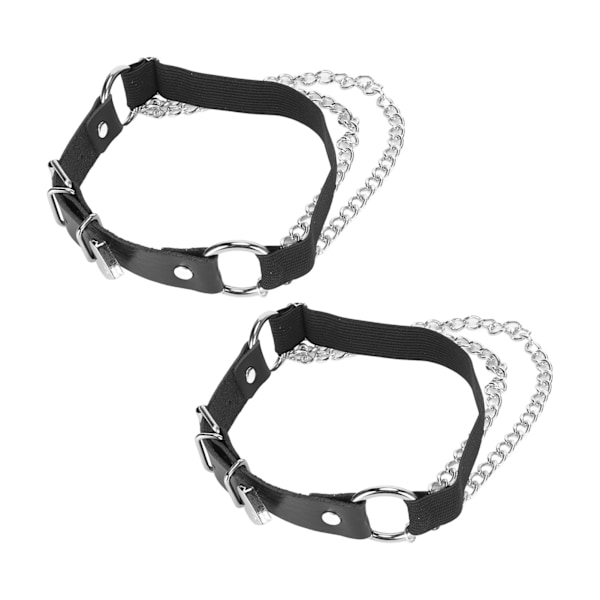 2 stk. Kvinders Benstrømper 45,5 cm Lange Kunstig Læder Metal Kæde Justerbare Spænder Lårbælte til Cosplay Fest Halloween