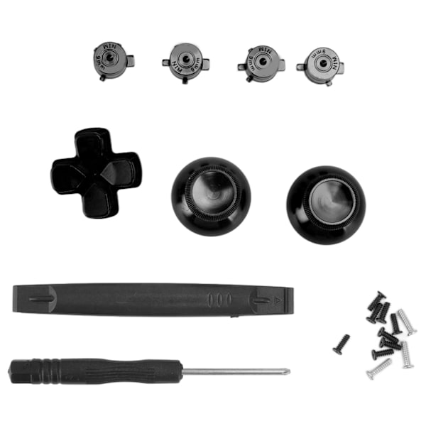 Knappesett for utskifting av aluminiumlegering Dpad-knapper for PS5-kontrollertilbehør Svart