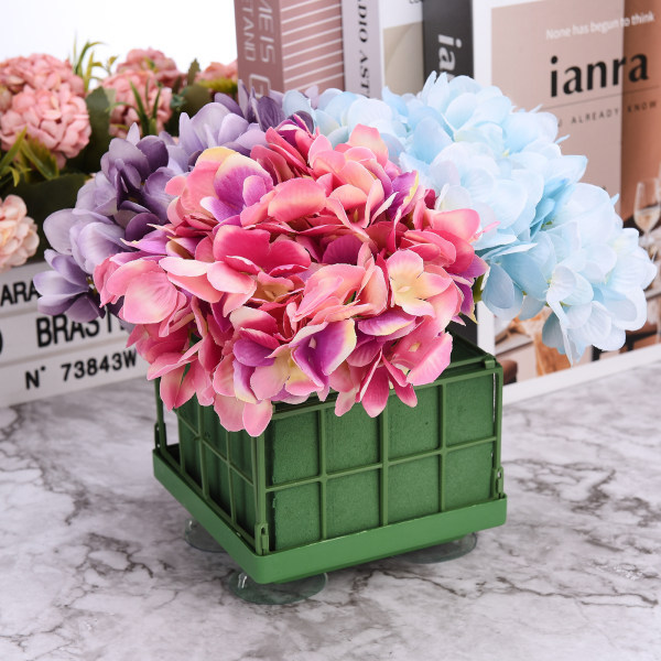 (Förpackningsstorlek: 11,5*11,5*9cm) Fyrkantig med sugkopp bröllopsdekoration klistermärken bord blommor torkade blommor blomsterarrangemang lermaterial set