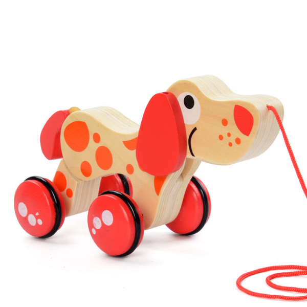 Pull Along Toy - Multi Pose Dog, 24 x 10 x 14 cm, Orange/Rød
