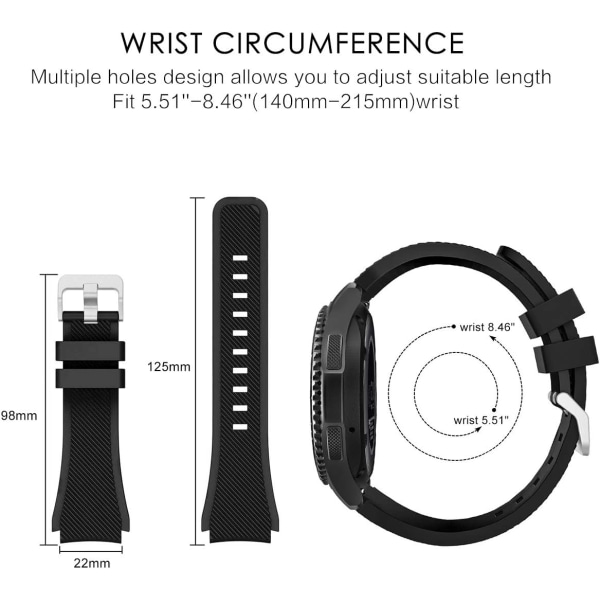 Kompatibel med rem Galaxy Watch 3 45 mm/Gear S3 Frontier/Classic/Galaxy Watch 46 mm stropper Bånd 22 mm myk silikonerstatningsarmbånd Sportsarmbånd
