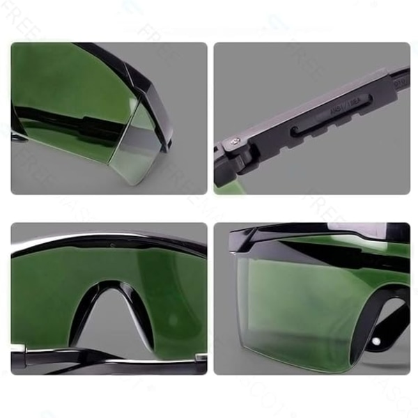 IPL 200nm-2000nm Laser Vernebriller for Laser Hårfjerning Behandling og Laser Cosmetology Operatør Øyebeskyttelse med etui (grønn)