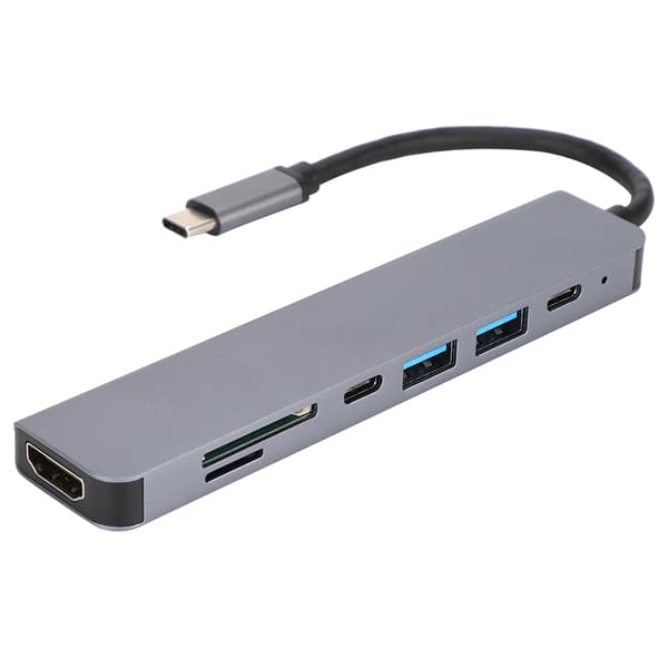 7 i 1 USB C Hub med HDMI PD Hurtigladeadapter Multiport-konverter
