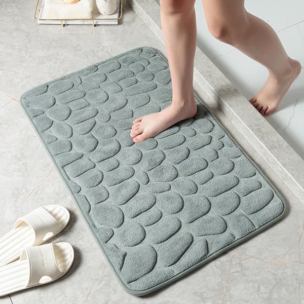 Supermyk Pebble Mat Memory Foam Teppe Absorberende Sklisikkert Teppe for Bad Light Blue 50x80cm