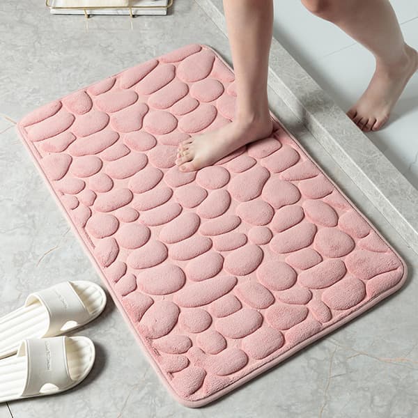 Supermyk Pebble Mat Memory Foam Teppe Absorberende Sklisikkert Teppe for Bad Light Blue 50x80cm