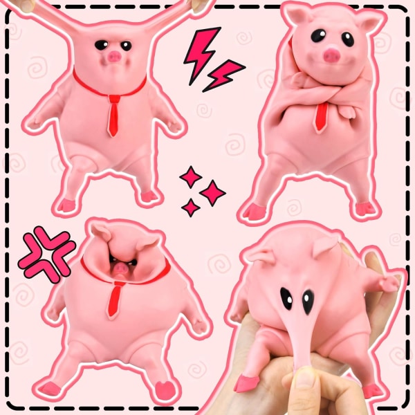 9 × 14 × 10 Pink Piggy Squeeze -lelut, Creative Cartoon Piggy Squeeze -lelut, Hauskat Piggy-lelut, Stressiä estävät lelut lemmikeille, Soveltuu rentoutumiseen, Pleasure o