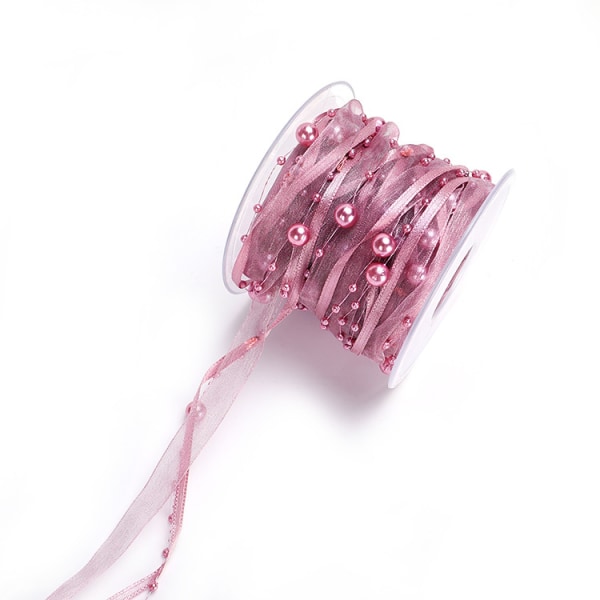 10M kunstigt perlebånd chiffonbånd og organza blonder rib-pink