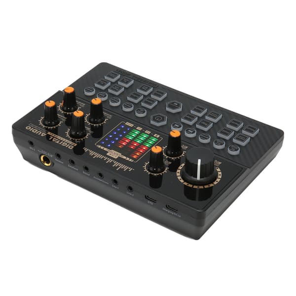 Mini Bluetooth Lydmixer Board med Intelligent Støjreduktion Trådløst Live Lydkort Stemmeskifter til Streaming Sort