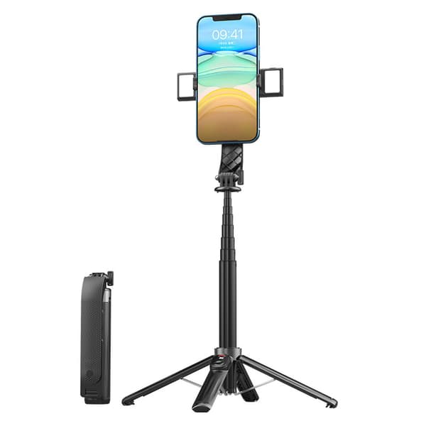 Trådløs uttrekkbar firebent selfiestang, solid bærbar telefon-selfiestangstativ for kamera og telefoner P07 V2 Second