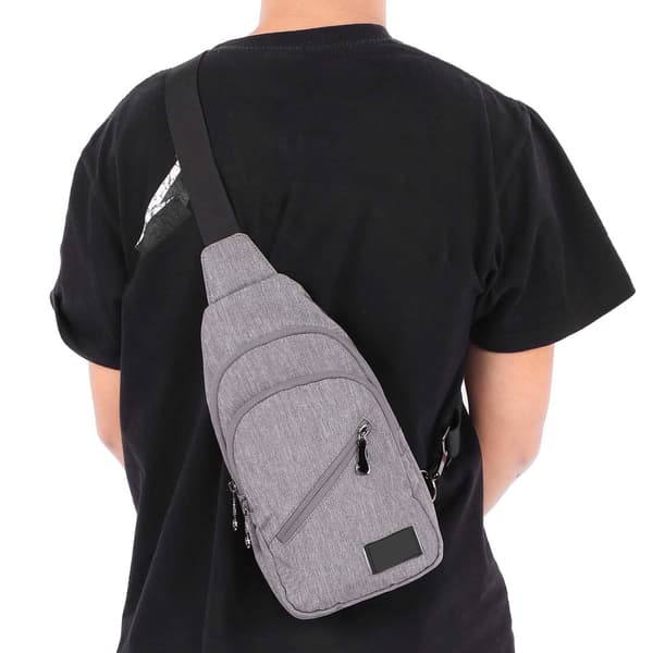 OX PLOW Bröstväskor för män Vattentät Casual Sling Bag Polyester Shoulder Messenger Ljusgrå