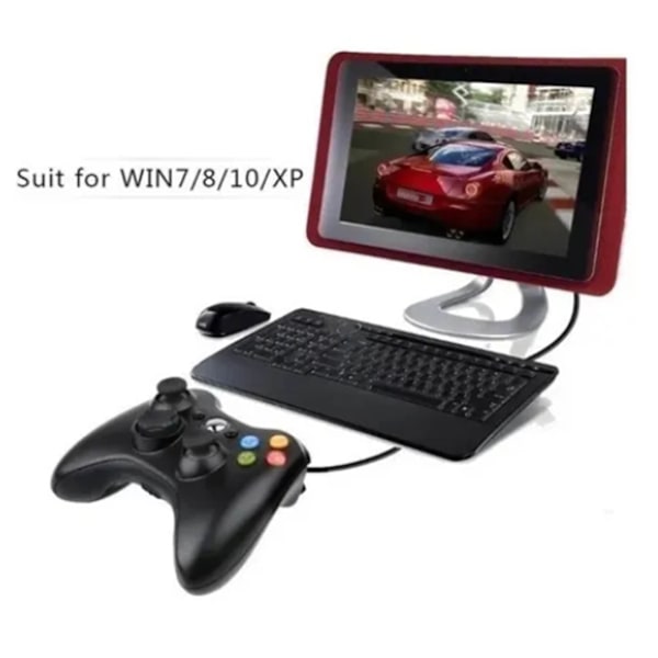 Trådbunden Spelkontroll för Xbox 360 Universal Vibration Trådbunden Joystick Spelkontroll för Android för PC Svart