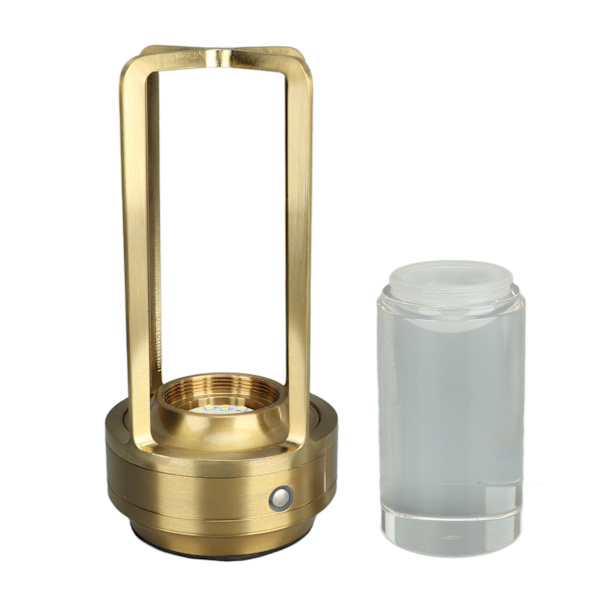 Genopladelig Ledningsfri LED Bordlampe - Berøringsstyring med 3 Farver Trinløs Dæmpning - Elegant Guldsengbord Natlampe