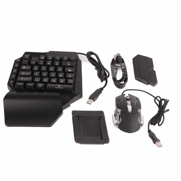 Portabel Mini Speltangentbord Mus USB RGB Handledsstöd Halv Hand 35 Tangenter Tangentbord Mus med Konverterare för Android för IOS