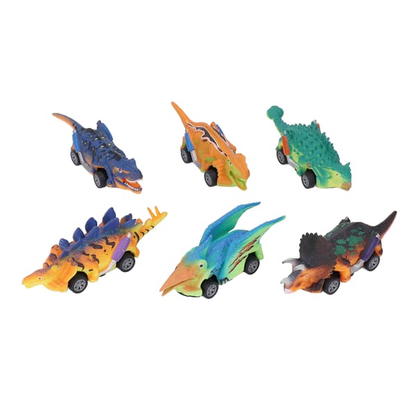 6 stk. Dinosaur Træk Tilbage Bil Legetøj Simulation Puslespil til Børn Over 3 År Tema Fest