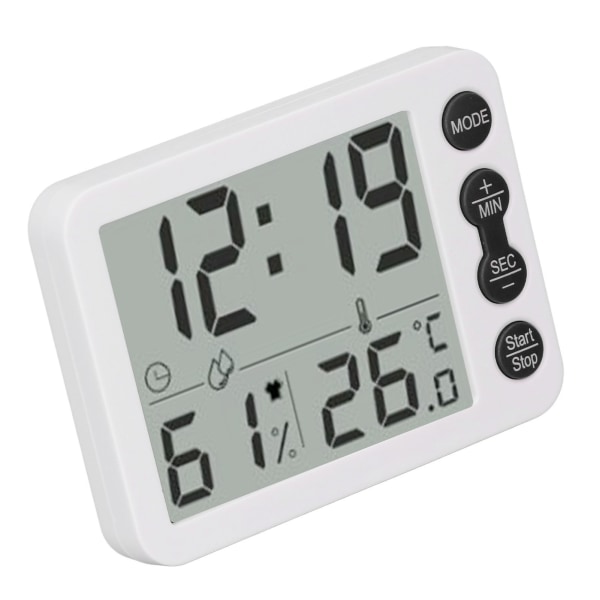 Indendørs Digital Temperatur- og Luftfugtighedsmåler Multifunktionel Elektronisk Termometer Hygrometer med Alarmfunktion Hvid Sort Nøgle