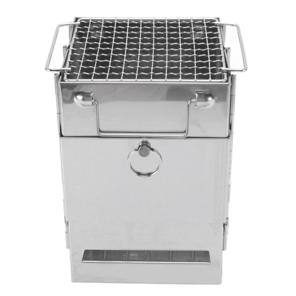 Camping Træovn Foldbar Rustfrit Stål Integreret Mini BBQ Grill til Varmt Udendørs Picnic