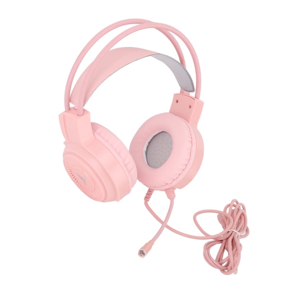 Gaming Headset RGB Lighting 7.1 Channel Surround Sound USB og 3.5mm Dual Jack Wired Gaming Headset til PC Console Laptop Pink- W