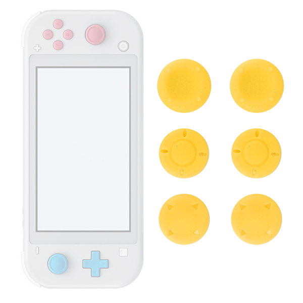 6 st Joystickhöjande Anti-Halk Silikonknappskydd för Switch Lite (Gul)