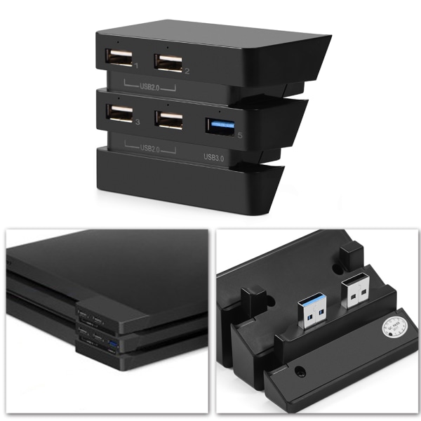 Højhastigheds 5-ports USB-hub 2.0 & 3.0 Udvidelseshub-controlleradapter til PS4 Pro Spilkonsol