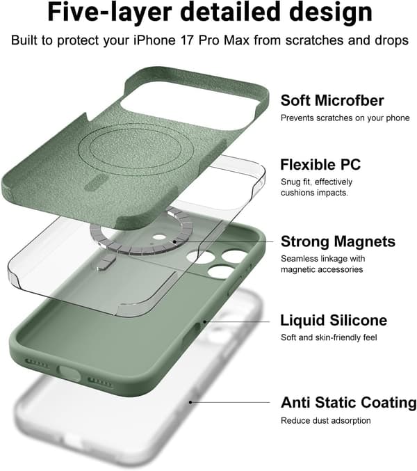 【bt02】Ultra Thin MagSafe Case for iPhone 17 Pro - Soft Silicone, Lime Green iPhone 17 Pro iPhone 17 Pro Vert calke